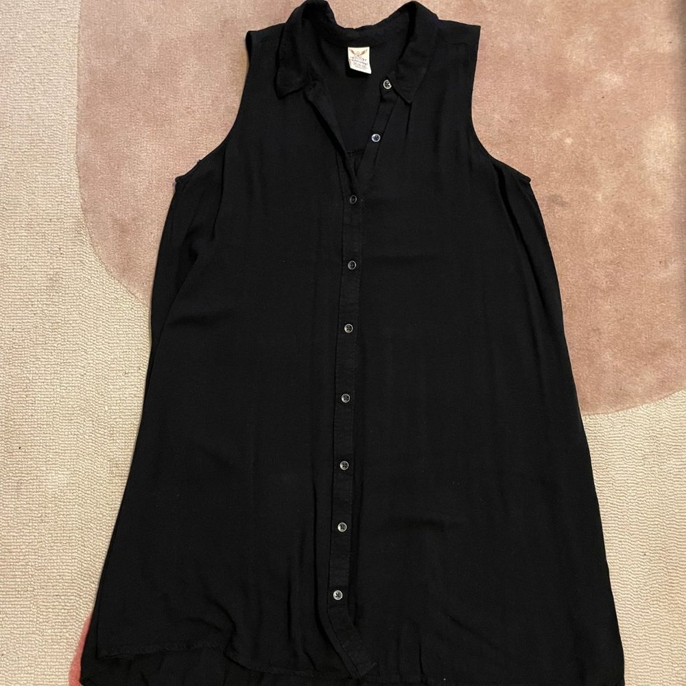 Black Sleeveless Shirt Dress